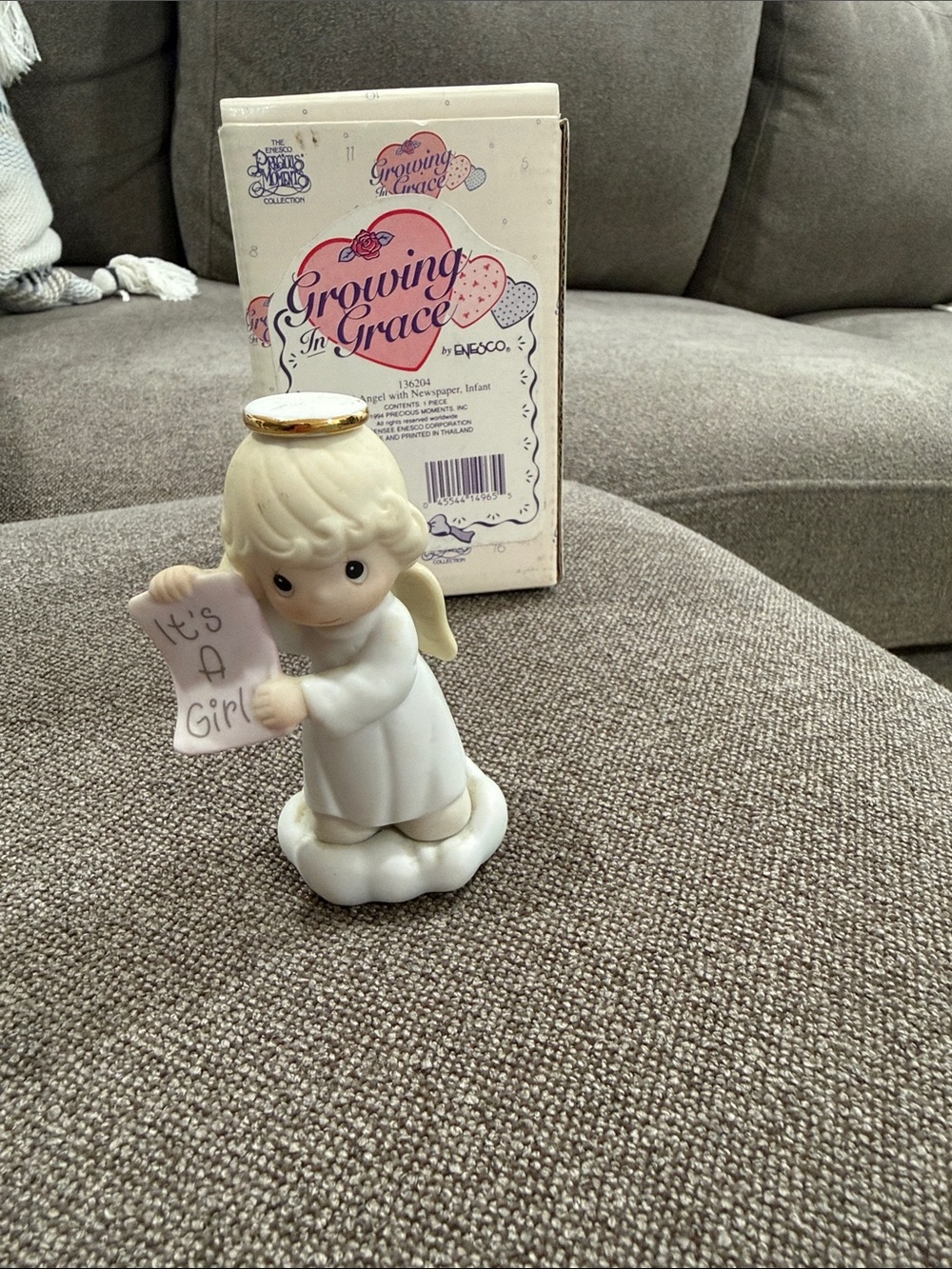 Precious Moments Cream and Pink Angel with Banner